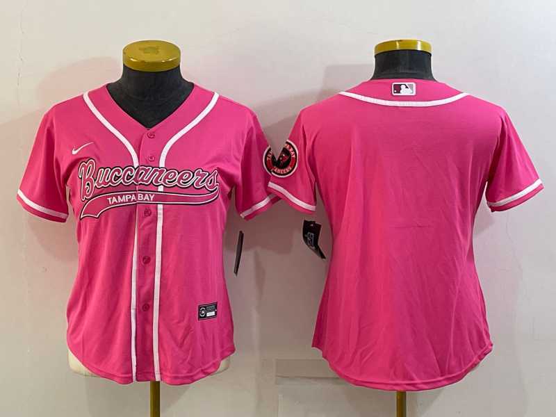 Women%27s Tampa Bay Buccaneers Blank Pink With Patch Cool Base Stitched Baseball Jersey->women nfl jersey->Women Jersey